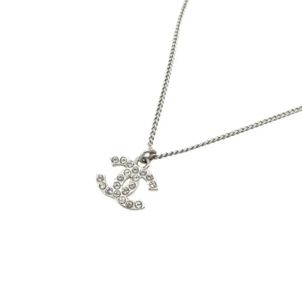 CHANEL Silver Logo Necklace